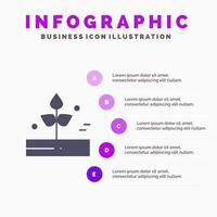 landwirtschaft blatt pflanze regen regnerisch solide symbol infografiken 5 schritte präsentation hintergrund vektor