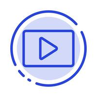 youtube paly video player blau gepunktete linie liniensymbol vektor