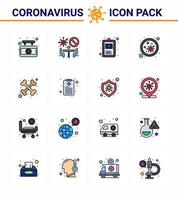 neuartiges coronavirus 2019ncov 16 flache farbe gefüllte linie icon pack knochen mikrobe klinische aufzeichnung keime bakterium virales coronavirus 2019nov krankheitsvektor designelemente vektor