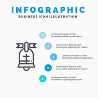 Kugelring American Usa Liniensymbol mit 5 Schritten Präsentation Infografiken Hintergrund vektor