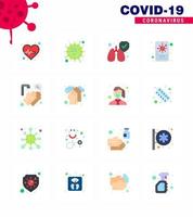 16 flache Farb-Coronavirus-Epidemie-Icon-Packs saugen beim Händewaschen Virus-Virus-Nachrichten Virus-Coronavirus 2019nov-Krankheitsvektor-Designelemente vektor