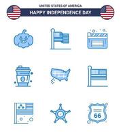 Happy Independence Day 9 Blues Icon Pack für Web und Print USA-Staaten Filme Karte Saft editierbare USA-Tag-Vektor-Design-Elemente vektor