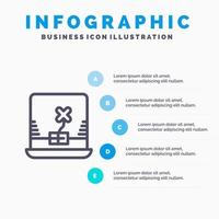 Laptop Computer Irland Liniensymbol mit 5 Schritten Präsentation Infografiken Hintergrund vektor