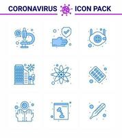 9 blaues Coronavirus covid19-Symbolpaket wie Sicherheitskrankheitsgesichtsstadt n Virus-Coronavirus 2019nov-Krankheitsvektor-Designelemente vektor