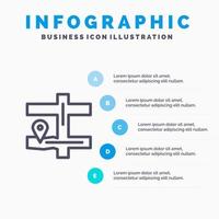 Karta navigering stift linje ikon med 5 steg presentation infographics bakgrund vektor