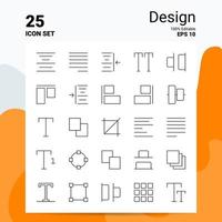 25 Design-Icon-Set 100 bearbeitbare Eps 10 Dateien Business-Logo-Konzept-Ideen-Line-Icon-Design vektor