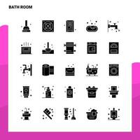 25 Badezimmer-Icon-Set solide Glyphen-Icon-Vektor-Illustrationsvorlage für Web- und mobile Ideen für Unternehmen vektor