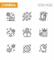 25 Coronavirus-Notfall-Iconset blaues Design, z vektor