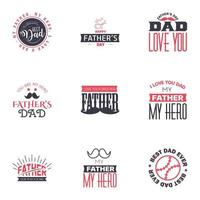 Lycklig fäder dag 9 svart och rosa typografi uppsättning vektor typografi årgång text för hälsning kort banderoller tshirt design du är de bäst pappa redigerbar vektor design element
