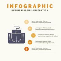 Mausschnittstelle Mausschnittstelle Computer festes Symbol Infografiken 5 Schritte Präsentationshintergrund vektor