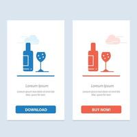 trinkflasche glas liebe blau und rot jetzt herunterladen und kaufen web-widget-kartenvorlage vektor