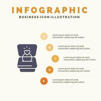 ring liebe herz hochzeit solide symbol infografiken 5 schritte präsentation hintergrund vektor