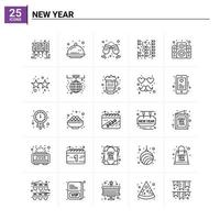 25 Neujahr Icon Set Vektor Hintergrund