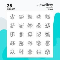 25 Schmuck-Icon-Set 100 bearbeitbare Eps 10 Dateien Business-Logo-Konzept-Ideen-Line-Icon-Design vektor