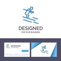 kreative visitenkarte und logo-vorlage aktivität skifahren sportler vektorillustration vektor