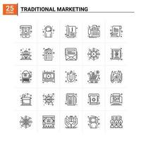 25 traditioneller Marketing-Icon-Set-Vektor-Hintergrund vektor