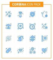 korona virus 2019 och 2020 epidemi 16 blå ikon packa sådan som hygien positiv skydd typ blod viral coronavirus 2019 nov sjukdom vektor design element