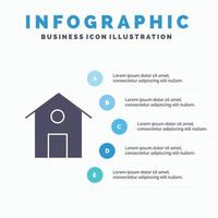 Home Hausbau solide Symbol Infografiken 5 Schritte Präsentationshintergrund vektor