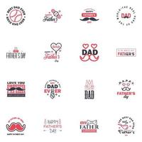 Lycklig fäder dag 16 svart och rosa årgång retro typ font illustratör eps10 redigerbar vektor design element