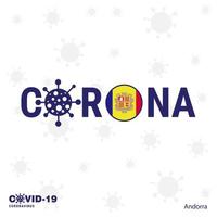 andorra coronavirus typografie covid19 country banner bleib zu hause bleib gesund pass auf deine eigene gesundheit auf vektor