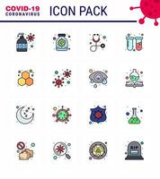 25 Coronavirus-Notfall-Iconset blaues Design wie Laborchemie-Diagnose-Labortest virales Coronavirus 2019nov-Krankheitsvektor-Designelemente vektor