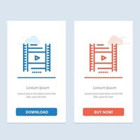 video lektion filma utbildning blå och röd ladda ner och köpa nu webb widget kort mall vektor