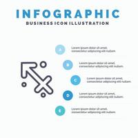 Astrologie Schütze Sternzeichen Griechenland Liniensymbol mit 5 Schritten Präsentation Infografiken Hintergrund vektor