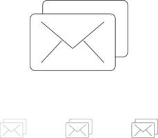 företag post meddelande djärv och tunn svart linje ikon uppsättning vektor