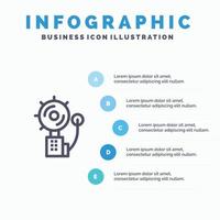 Alarm Alarmglocke Feuer Eindringling Liniensymbol mit 5 Schritten Präsentation Infografiken Hintergrund vektor