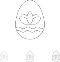 påsk ägg ägg Semester högtider djärv och tunn svart linje ikon uppsättning vektor