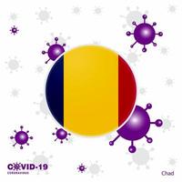 be för chad covid19 coronavirus typografi flagga stanna kvar Hem stanna kvar friska ta vård av din egen hälsa vektor