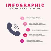 Anruf Kommunikation Telefon solide Symbol Infografiken 5 Schritte Präsentationshintergrund vektor