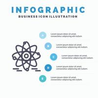 atom utbildning kärn linje ikon med 5 steg presentation infographics bakgrund vektor