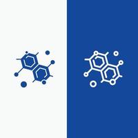 Chemiker Molekularwissenschaft Linie und Glyphe festes Symbol blaues Banner Linie und Glyphe festes Symbol blaues Banner vektor