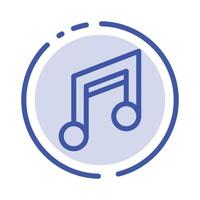 app grundläggande design mobil musik blå prickad linje linje ikon vektor