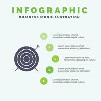 Ziel Dart Ziel Fokus festes Symbol Infografiken 5 Schritte Präsentationshintergrund vektor