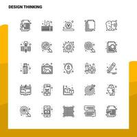 Satz von Design Thinking Line Icon Set 25 Icons Vektor Minimalismus Stil Design schwarze Icons Set lineares Piktogrammpaket