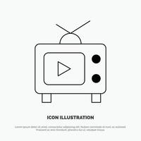 TV tv spela video linje ikon vektor