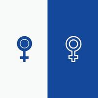 kvinna symbol kön linje och glyf fast ikon blå baner vektor