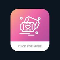 biljett kärlek hjärta bröllop mobil app knapp android och ios linje version vektor