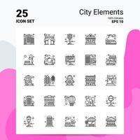 25 Stadtelemente Symbolsatz 100 bearbeitbare Eps 10 Dateien Business-Logo-Konzept-Ideen-Line-Icon-Design vektor