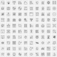uppsättning av 100 kreativ företag linje ikoner vektor