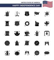 Happy Independence Day 25 solides Glyphen-Icon-Pack für Web und Print Men United Sport States Security editierbare Usa-Day-Vektordesign-Elemente vektor