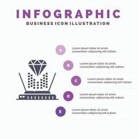 Hologramm-Projektion Technologie Raute festes Symbol Infografiken 5 Schritte Präsentationshintergrund vektor