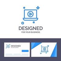 kreativ företag kort och logotyp mall bärbar dator spela video vektor illustration