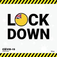 coronavirus niue lock down typografie mit landesflagge coronavirus pandemie lock down design vektor