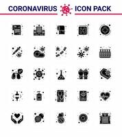 neuartiges Coronavirus 2019ncov 25 solides Glyphen-Icon-Pack Zeichen Gesundheit Rolle Medica Medizin virales Coronavirus 2019nov Krankheit Vektordesign-Elemente vektor