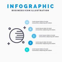 Astronomie Planet Space Line Symbol mit 5 Schritten Präsentation Infografiken Hintergrund vektor