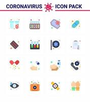 Symbol für Coronavirus-Vorsichtstipps für die Präsentation von Gesundheitsrichtlinien 16 flache Farbsymbolpakete wie Blutpillen, Schädel, medizinische Pillen, Virus-Coronavirus 2019nov-Krankheitsvektor-Designelemente vektor