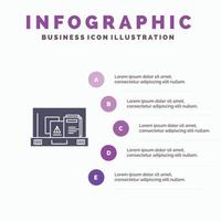 Präsentation Papiertüte Aktentasche solides Symbol Infografiken 5 Schritte Präsentationshintergrund vektor